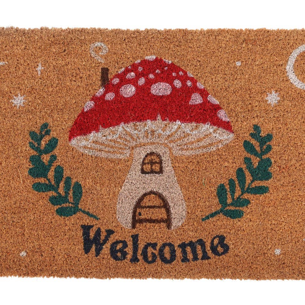 Door Mat - Gnome Sweet Gnome Natural Welcome Mushroom