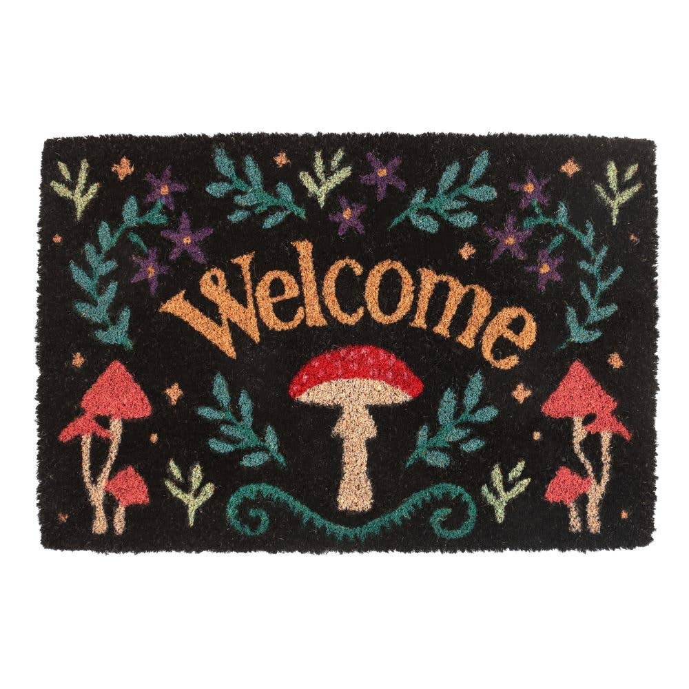 Door Mat - Black Mushroom Welcome