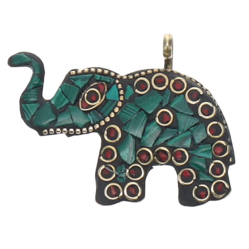 PENDANT - Elephant Stonework 4cm x 5.5cm (Assorted)