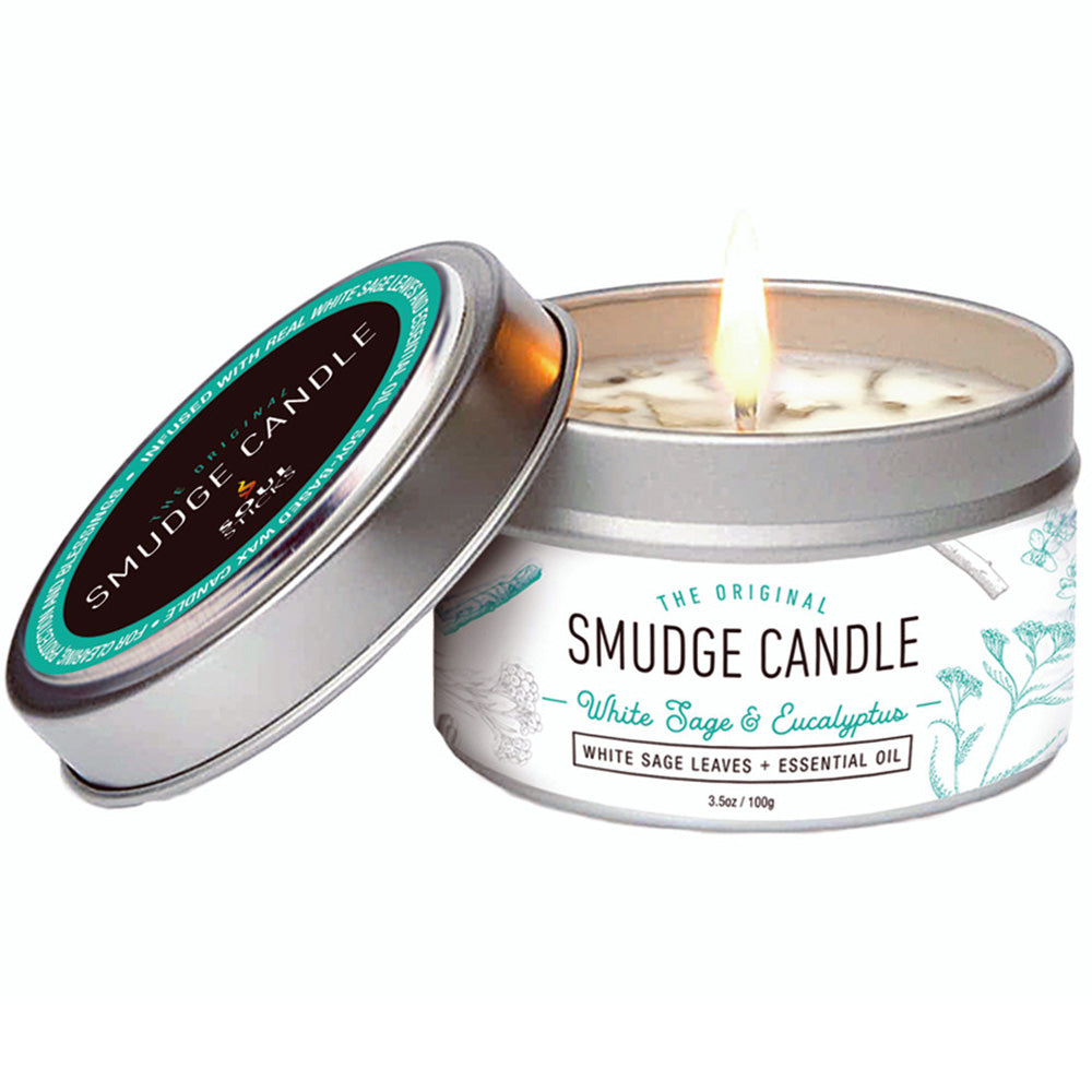 SMUDGE CANDLE - White Sage & Eucalyptus Soy Wax Tin 100gms