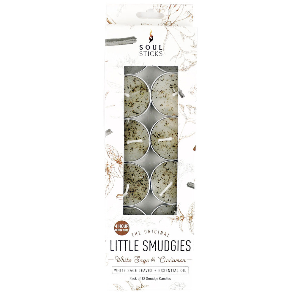 LITTLE SMUDGIES - White Sage & Cinnamon Soy T-Light Candle (12pk)