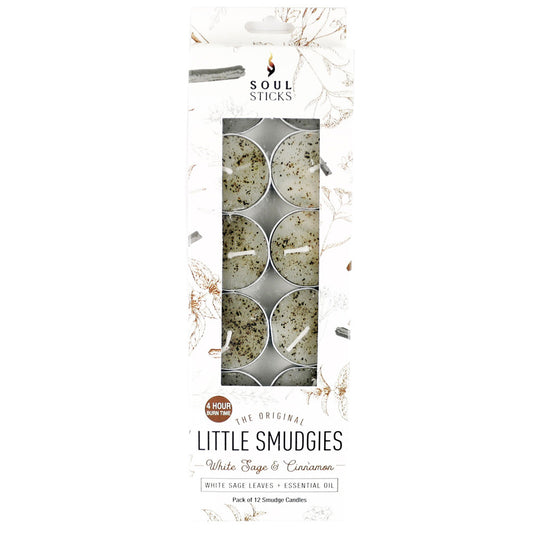 LITTLE SMUDGIES - White Sage & Cinnamon Soy T-Light Candle (12pk)