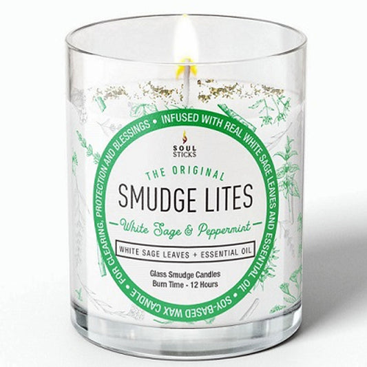 SMUDGE LITES - White Sage & Peppermint Soy Votive (12hr)