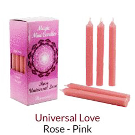 MAGIC MINI CANDLES - Universal Love Pink Rose Scented 1.25cm x 12.7cm (20pk)
