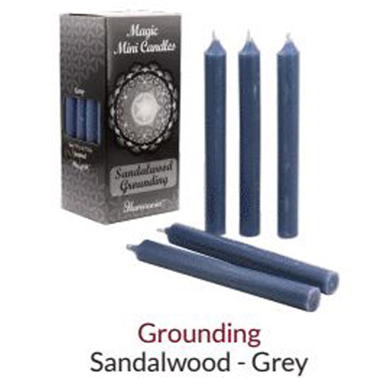 MAGIC MINI CANDLES - Grounding Grey Sandalwood Scented 1.25cm x 12.7cm (20pk)