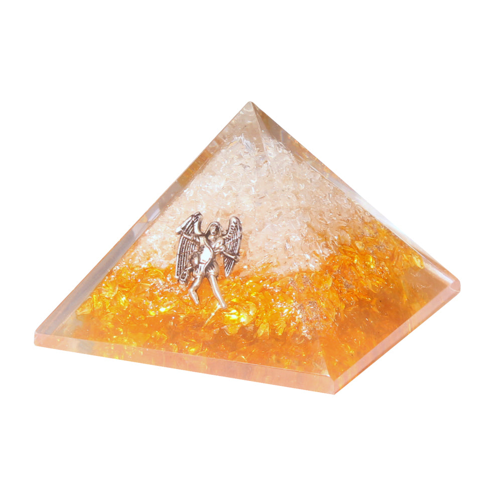 Orgone Pyramid - Uriel Clear Qtz Citrine 7cm