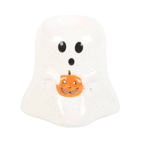 Ghost Shaped Ceramic Oil Burner With Pumpkin