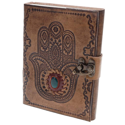 LEATHER JOURNAL - Hamsa Embossed 12cm x 17cm