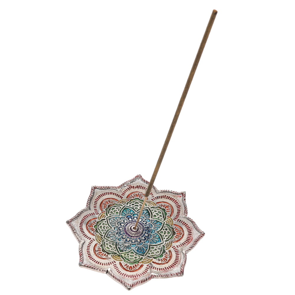 Aluminium Incense Burner - Lotus with Chakra Colours