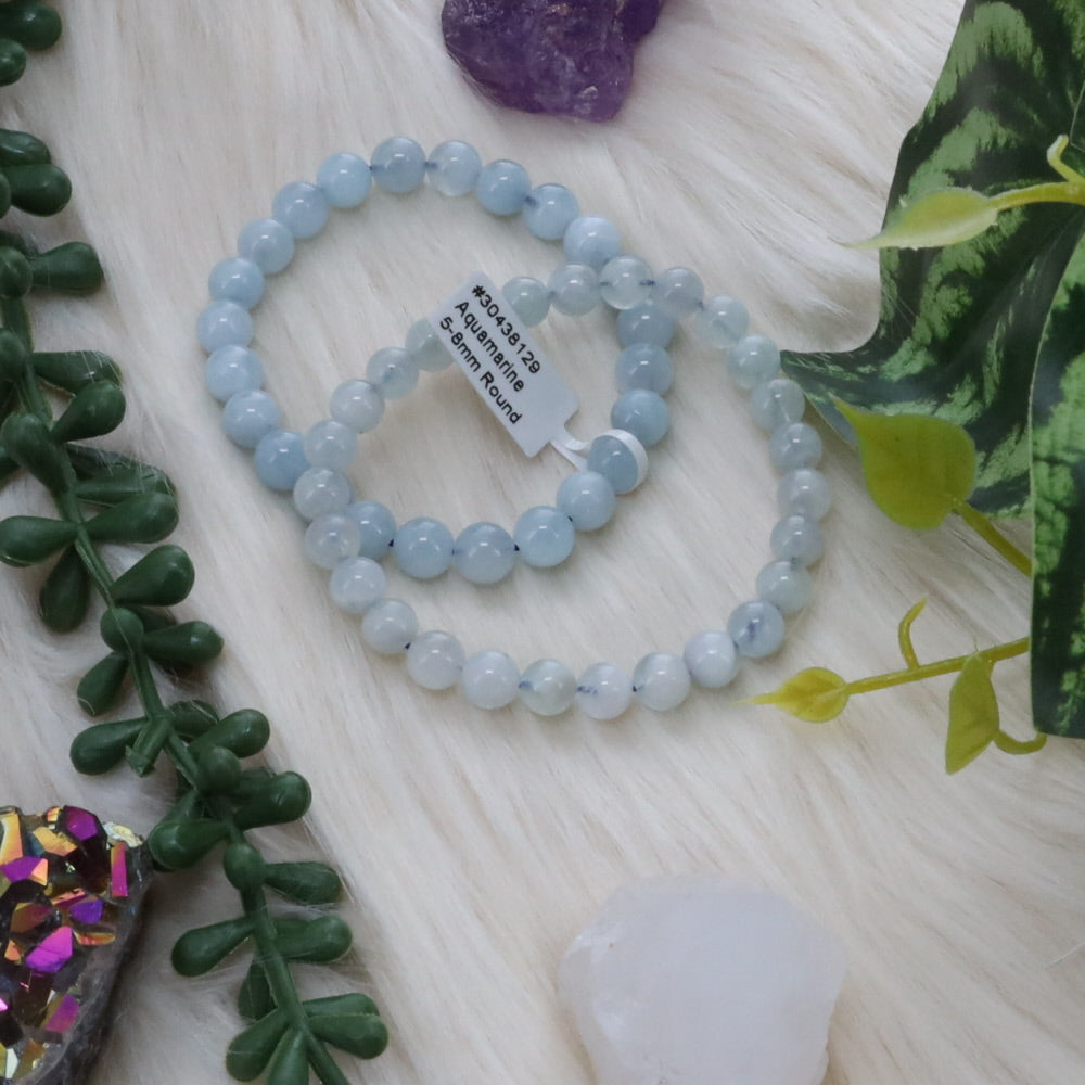 Aquamarine 4-6mm Beaded Bracelet