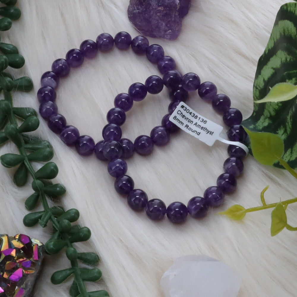 Chevron Amethyst Bracelet 8mm