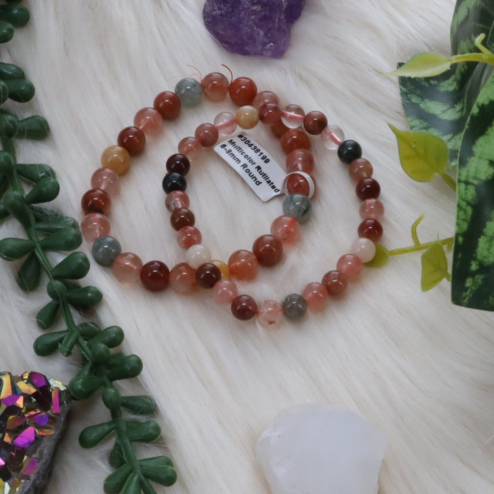 Rutilated Quartz Multicolour Bracelet 6-8mm