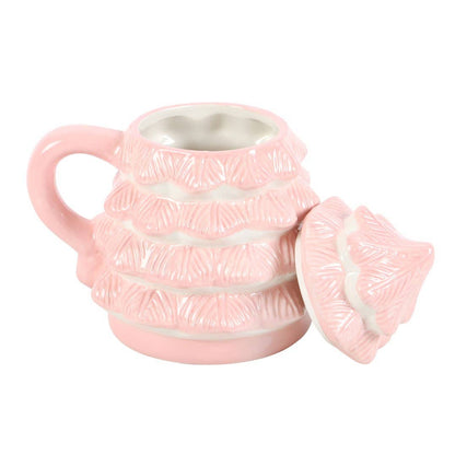 Pink Christmas Tree Lidded Mug