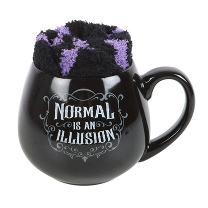 Normal Is An Illusion Gothic Ceramic Mug And Socks Set