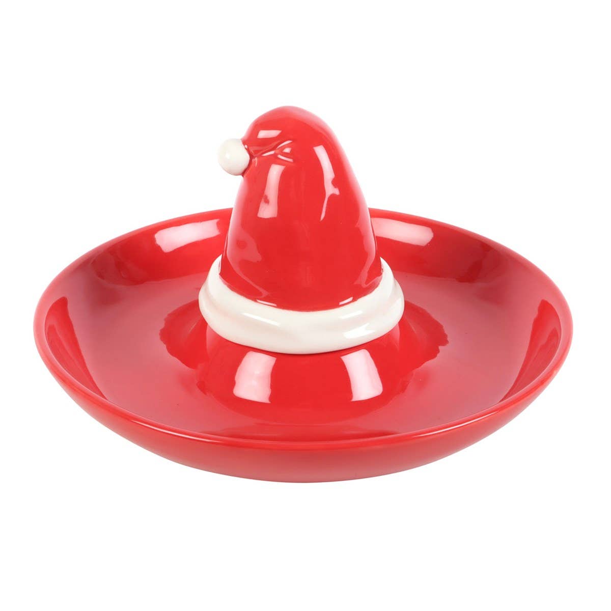 Red Santa Hat Ceramic Chip And Dip Serving Dish