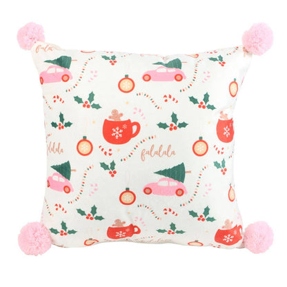 Sugarplum Fun Christmas Print Polyester Cushion