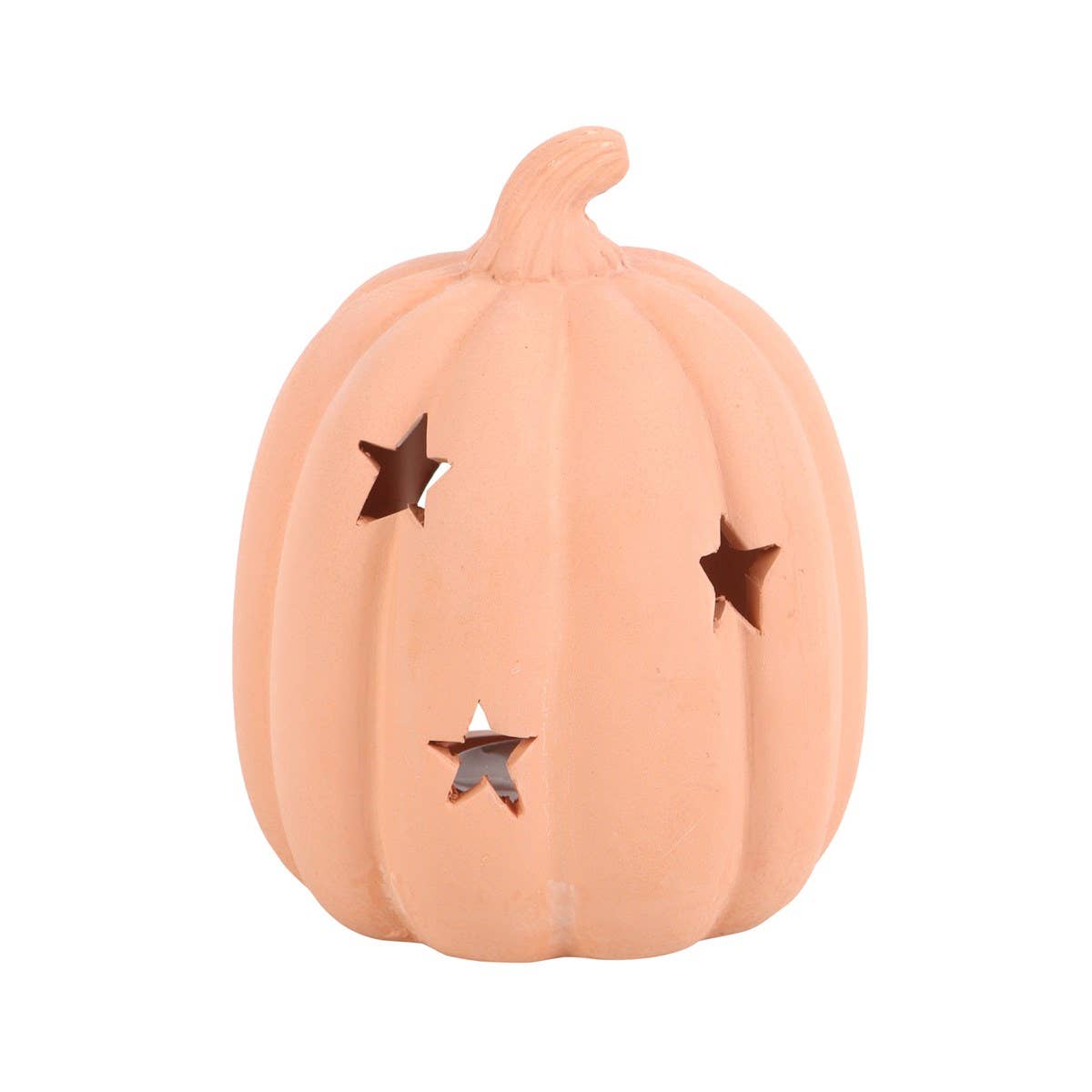 Neutral Terracotta Pumpkin Tealight Holder With Stars