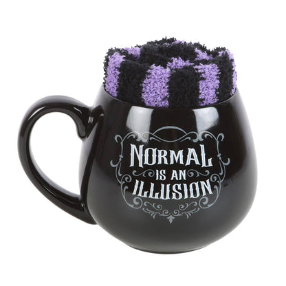 Normal Is An Illusion Gothic Ceramic Mug And Socks Set