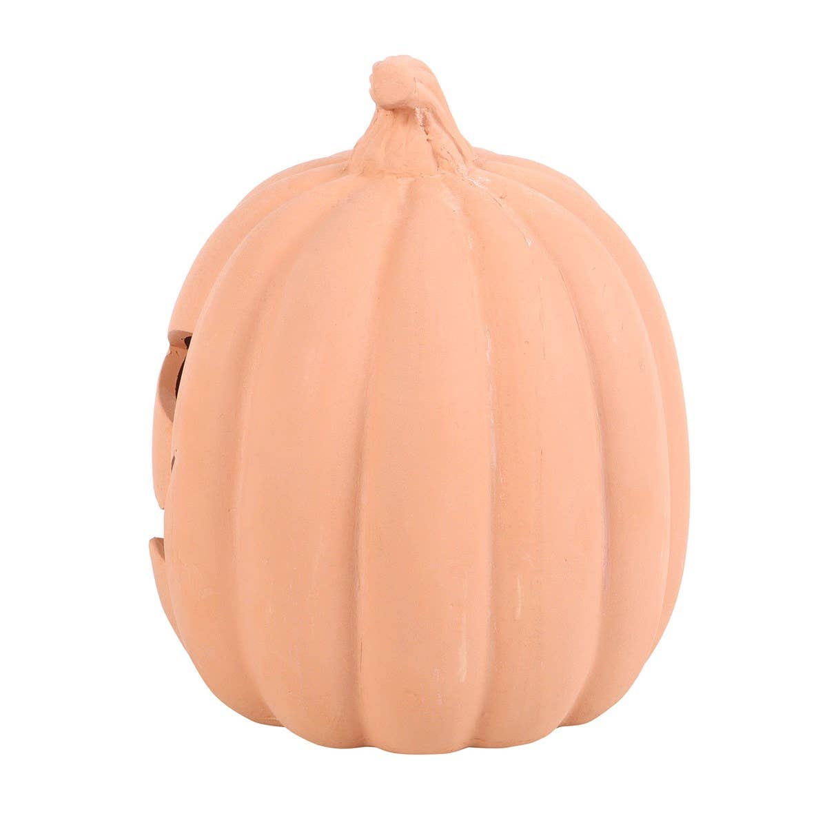 Neutral Terracotta Pumpkin Ornament With Cut Out Face 15cm