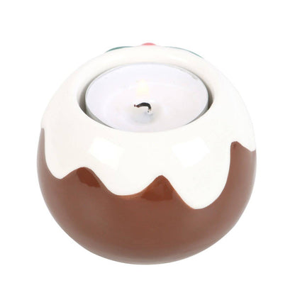 Christmas Pudding Shaped Ceramic Tealight Holder