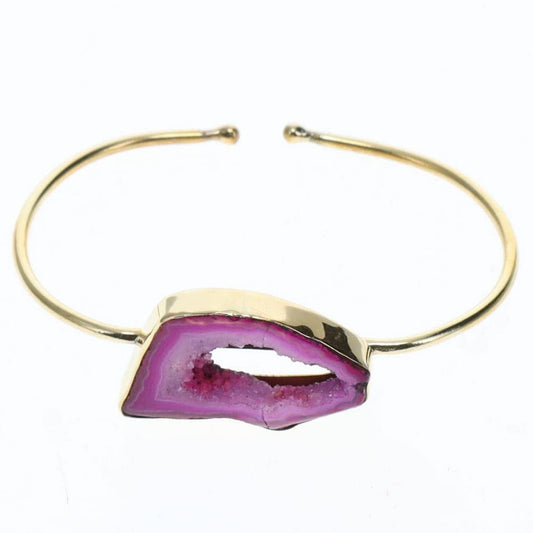 BRASS BRACELET - Agate Stone Adjustable