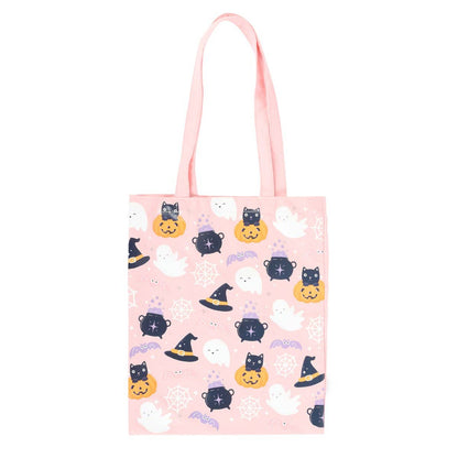 Cute Halloween Print Cotton Tote Bag