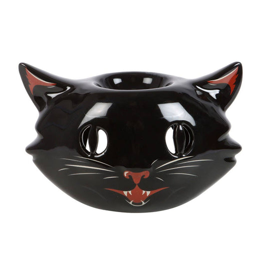 Spooky Black Cat Ceramic Oil Burner