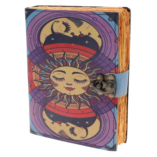 LEATHER JOURNAL - Sun Moon Colour Print 12cm x 17cm