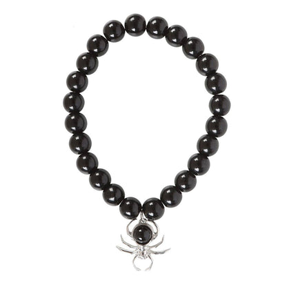 Spider Black Obsidian Beaded Bracelet