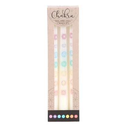 Set Of 3 White Chakra Dinner Candles