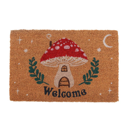 Door Mat - Gnome Sweet Gnome Natural Welcome Mushroom