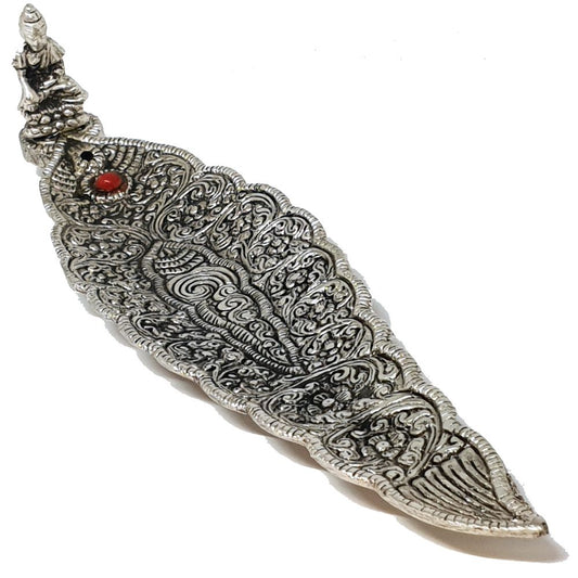 Aluminum Incense Burner - Buddha Leaf 22cm