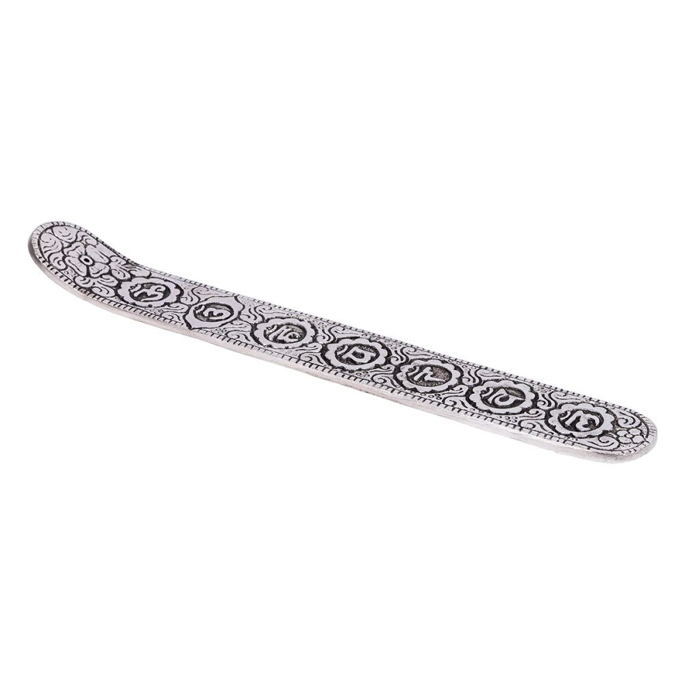 ALUMINIUM INCENSE BURNER - Chakra Silver 3.5cm x 24cm