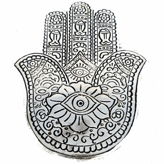 ALUMINIUM INCENSE BURNER - Hamsa Hand 13cm