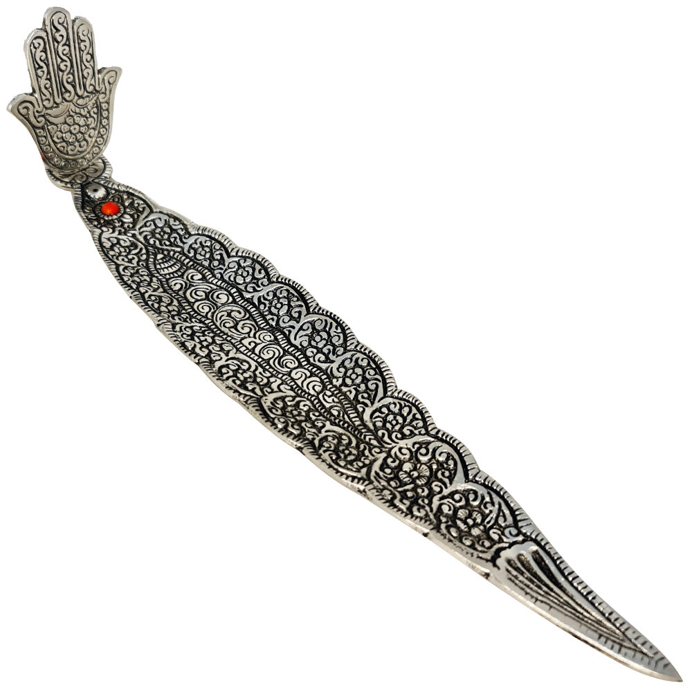 ALUMINIUM INCENSE BURNER - Hamsa Hand 30cm