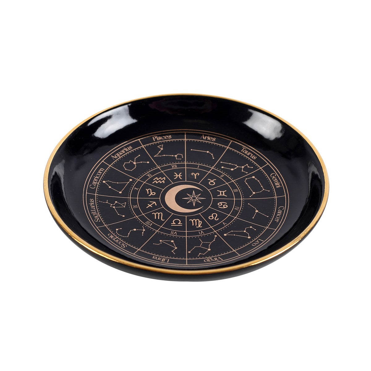 Black Astrology Wheel Ceramic Trinket Dish