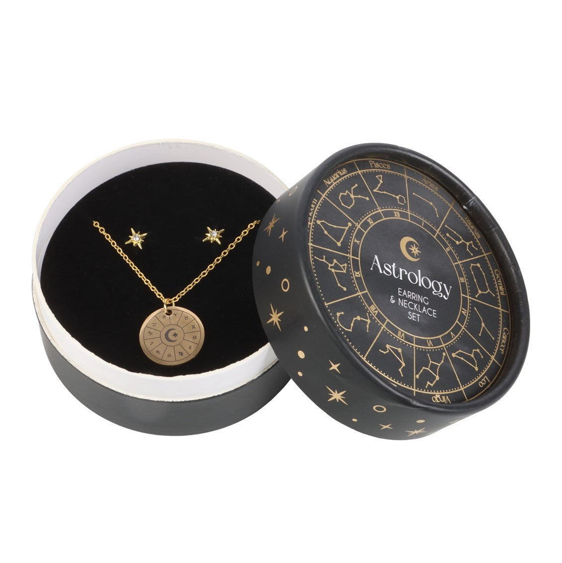 Astrology Gold Tone Earring and Necklace Set