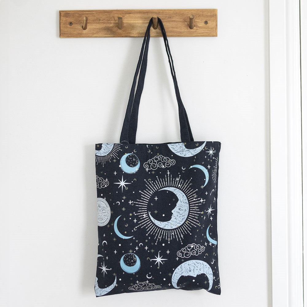 Blue Moon Print Polycotton Tote Bag