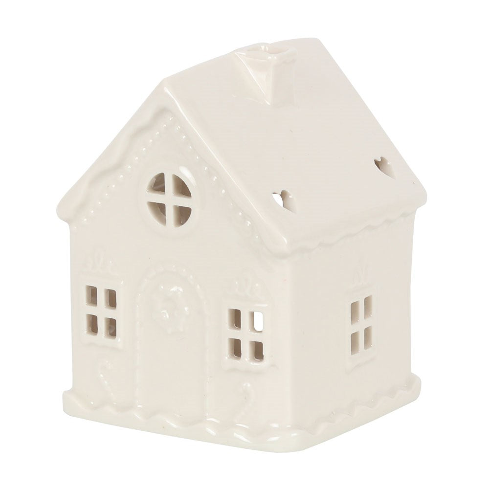 White Gingerbread House Ceramic Tealight Holder