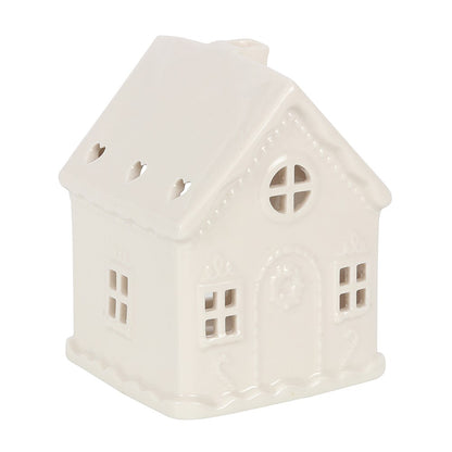 White Gingerbread House Ceramic Tealight Holder