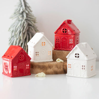 White Gingerbread House Ceramic Tealight Holder