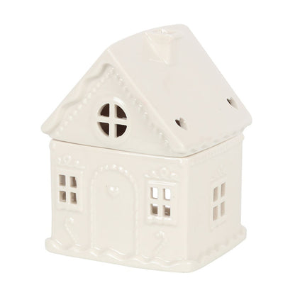 White Gingerbread House Ceramic Oil Burner