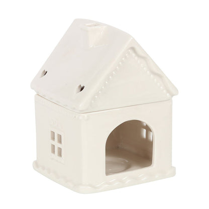 White Gingerbread House Ceramic Oil Burner