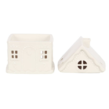 White Gingerbread House Ceramic Oil Burner