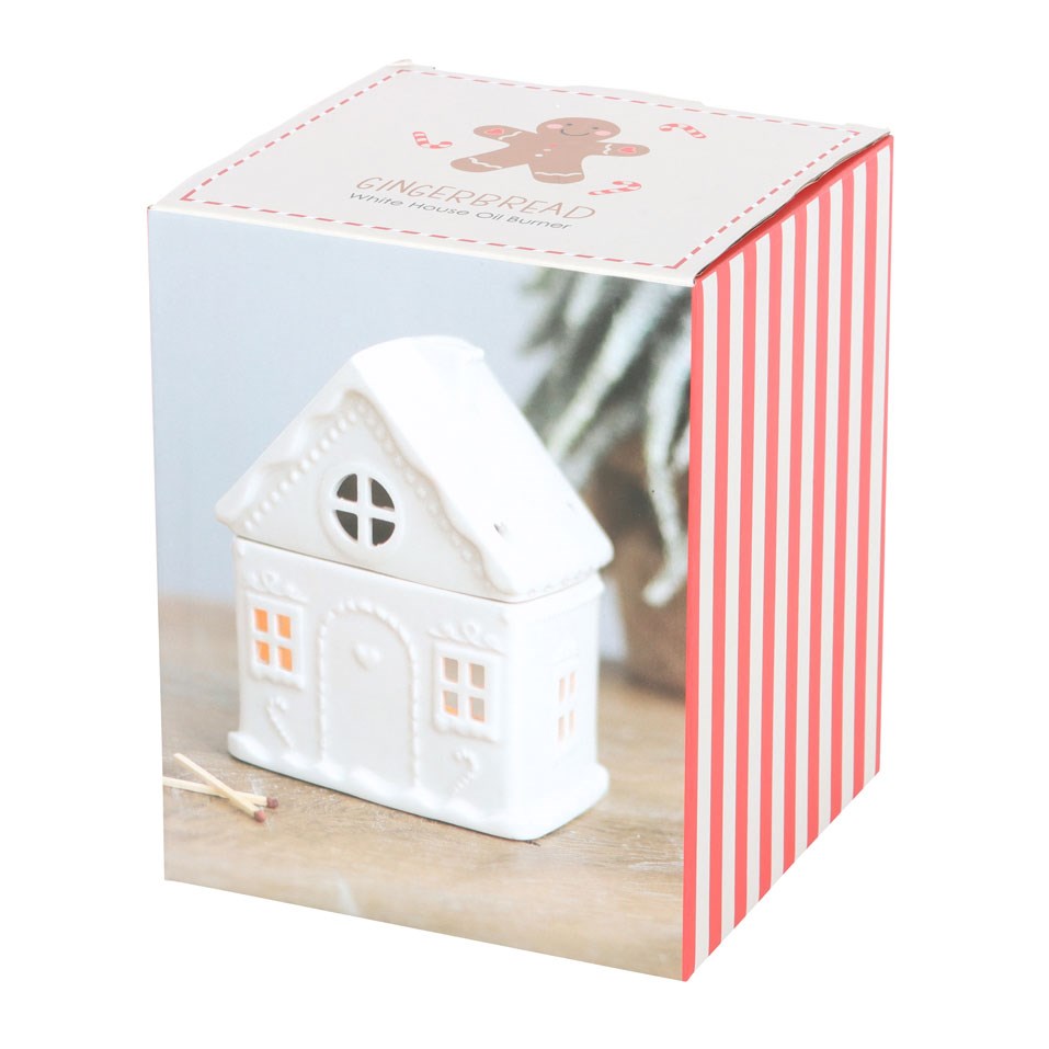 White Gingerbread House Ceramic Oil Burner