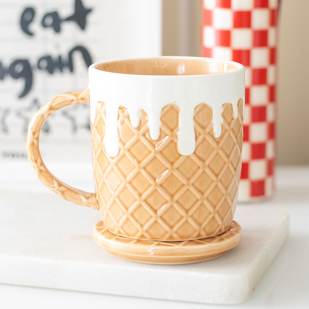 Waffle Ceramic Mug and Coaster Set
