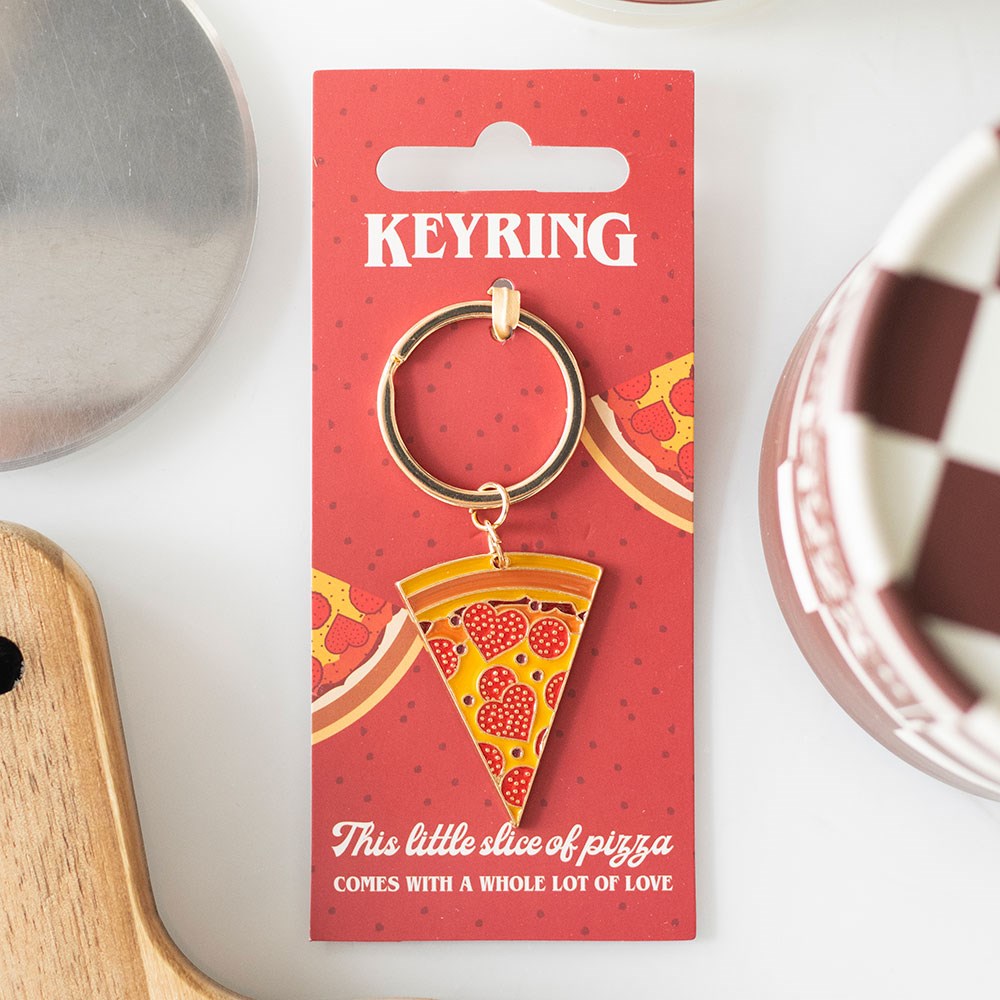 Pizza Slice Alloy and Enamel Keyring