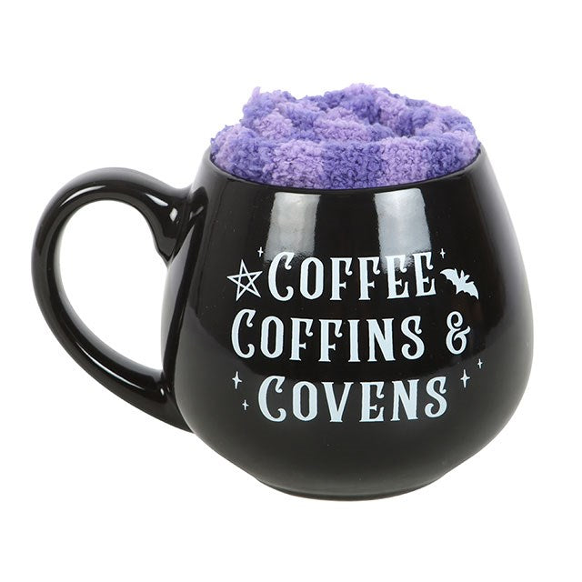Coffee, Coffins & Covens Ceramic Mug and Polyester Socks Set