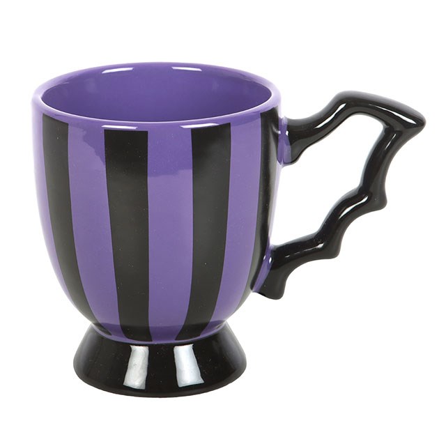 Purple Striped Bat Wing Ceramic Teacup