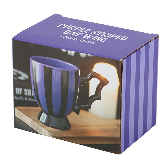 Purple Striped Bat Wing Ceramic Teacup